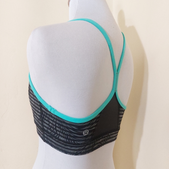 Lululemon Athletica Abstract Grey & Teal Womens Active Sports Workout Bra - Picture 2 of 8